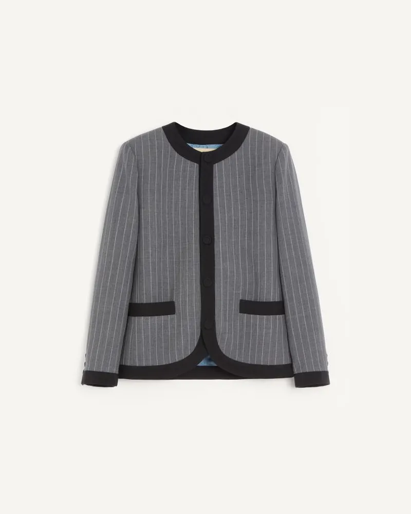 Valentino Garavani Giacca Valentino in gessato di lana Uomo GRIGIO Grigio