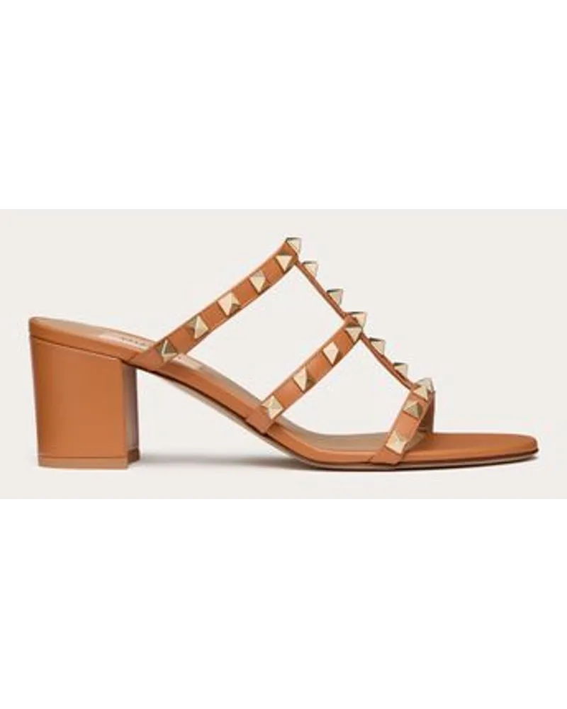 Valentino Garavani Sandalo Slider Rockstud In Vitello 60Mm Donna MANDORLA Mandorla