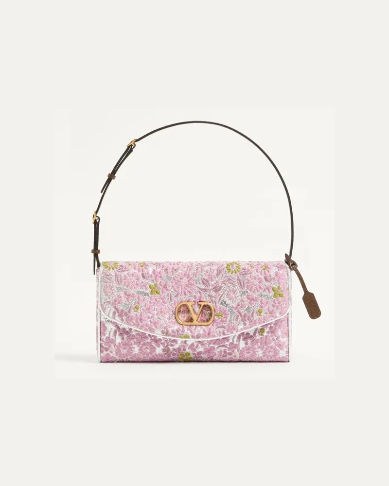 Valentino Garavani Borsa Piccola A Spalla Valentino Garavani DeVain In Tessuto Jacquard Lurex Donna ARGENTO/ROSA Argento