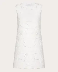 Valentino Garavani ABITO CORTO IN LIGHT DOUBLE SPLITTABLE GABARDINE RICAMATO Donna BIANCO Bianco