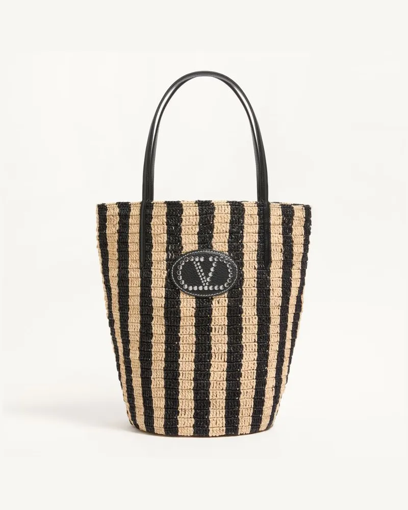 Valentino Garavani Borsa Shopping Valentino Garavani In Rafia A Righe Donna NATURALE Naturale