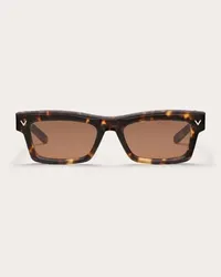 Valentino Garavani V-SHARP OCCHIALE RETTANGOLARE IN ACETATO unisex MARRONE Marrone