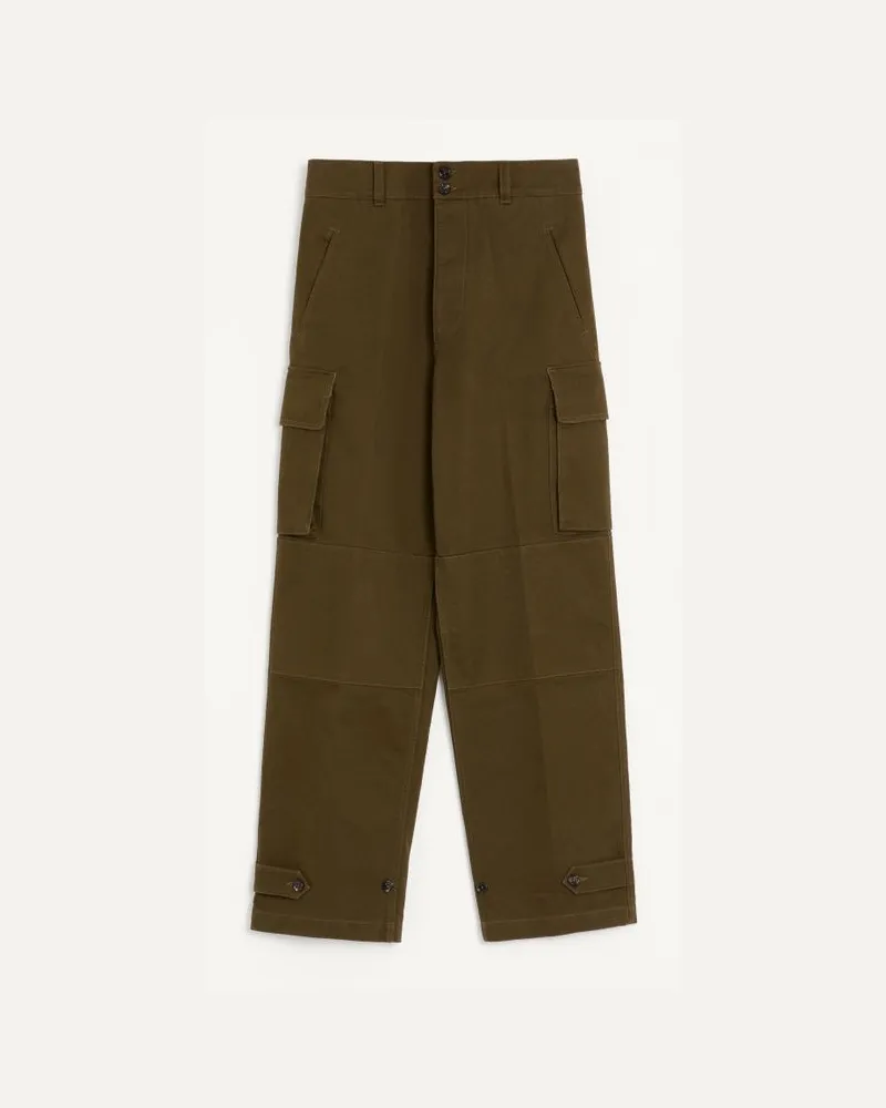 Valentino Garavani Pantalone Cargo Valentino In Gabardina Di Cotone Uomo VERDE MILITARE Verde