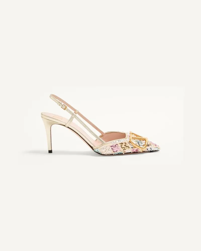 Valentino Garavani Décolleté Slingback VLogo Signature Con Ricamo Rhombelle 80Mm Donna PLATINO Platino