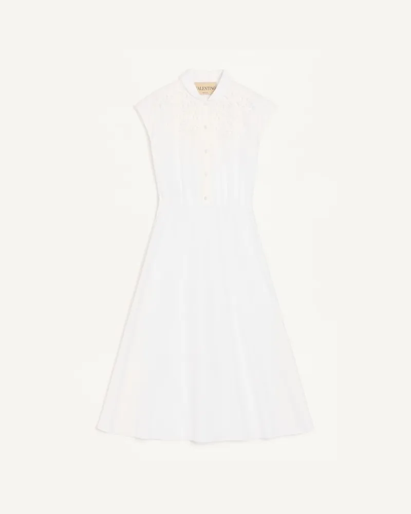 Valentino Garavani Abito Midi In Popeline Ricamato Donna BIANCO Bianco