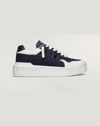 Valentino Garavani SNEAKER LOW-TOP ONE STUD XL IN NAPPA E TESSUTO TECNICO JACQUARD TOILE ICONOGRAPHE Uomo MARINE/BIANCO Marine