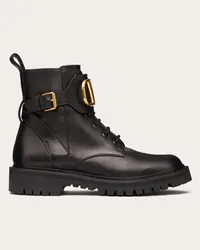 Valentino Garavani COMBAT BOOT VLOGO SIGNATURE IN VITELLO 35MM Donna NERO Nero