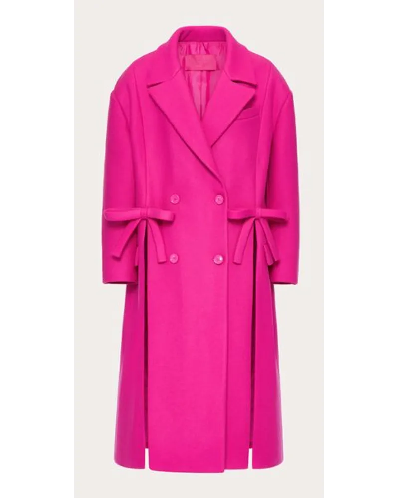 Valentino Garavani CAPPOTTO IN DIAGONAL DOUBLE WOOL CON DETTAGLIO FIOCCHI Donna PINK PP Pink