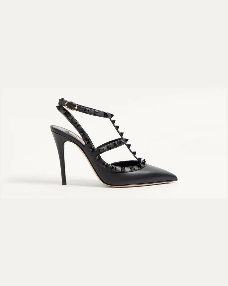 Valentino Garavani Décolleté Rockstud Con Cinturini E Borchie In Tono 100Mm Donna NERO Nero