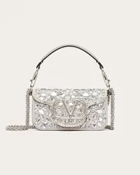 Valentino Garavani BORSA PICCOLA A SPALLA LOCÒ CON CRISTALLI Donna ARGENTO Argento