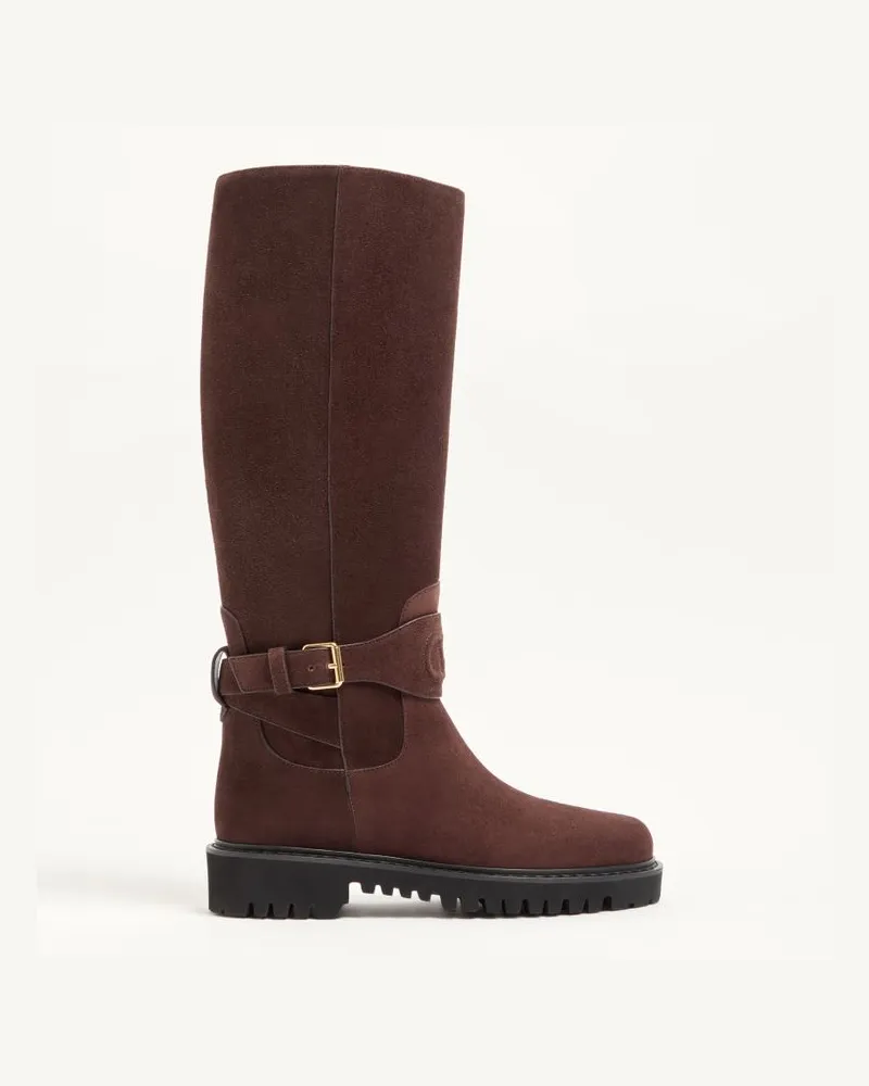 Valentino Garavani Stivale VLogo Signature In Crosta 40Mm Donna EBANO Ebano
