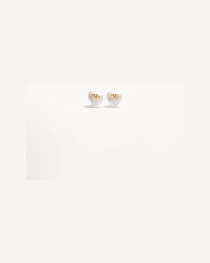 Valentino Garavani Orecchini VLogo Signature In Metallo E Perle Donna ORO/CREMA Oro