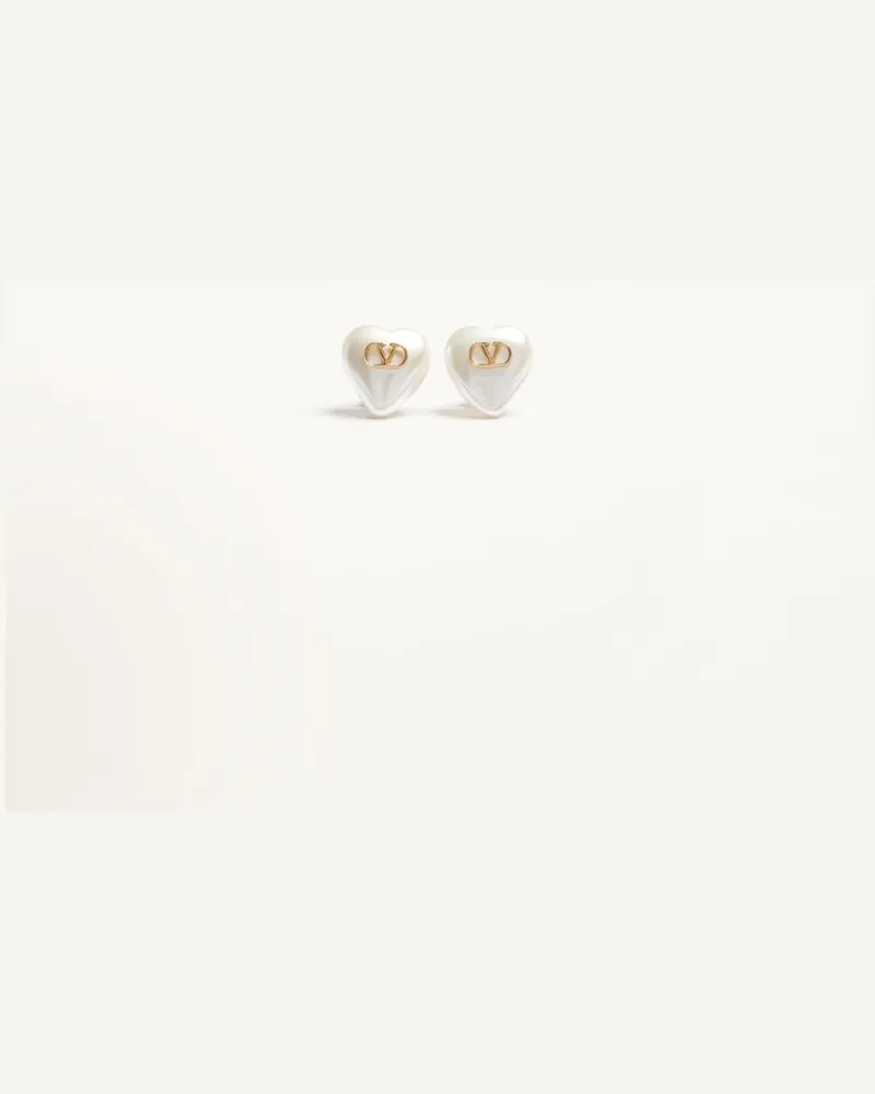 Valentino Garavani Orecchini VLogo Signature In Metallo E Perle Donna ORO/CREMA Oro