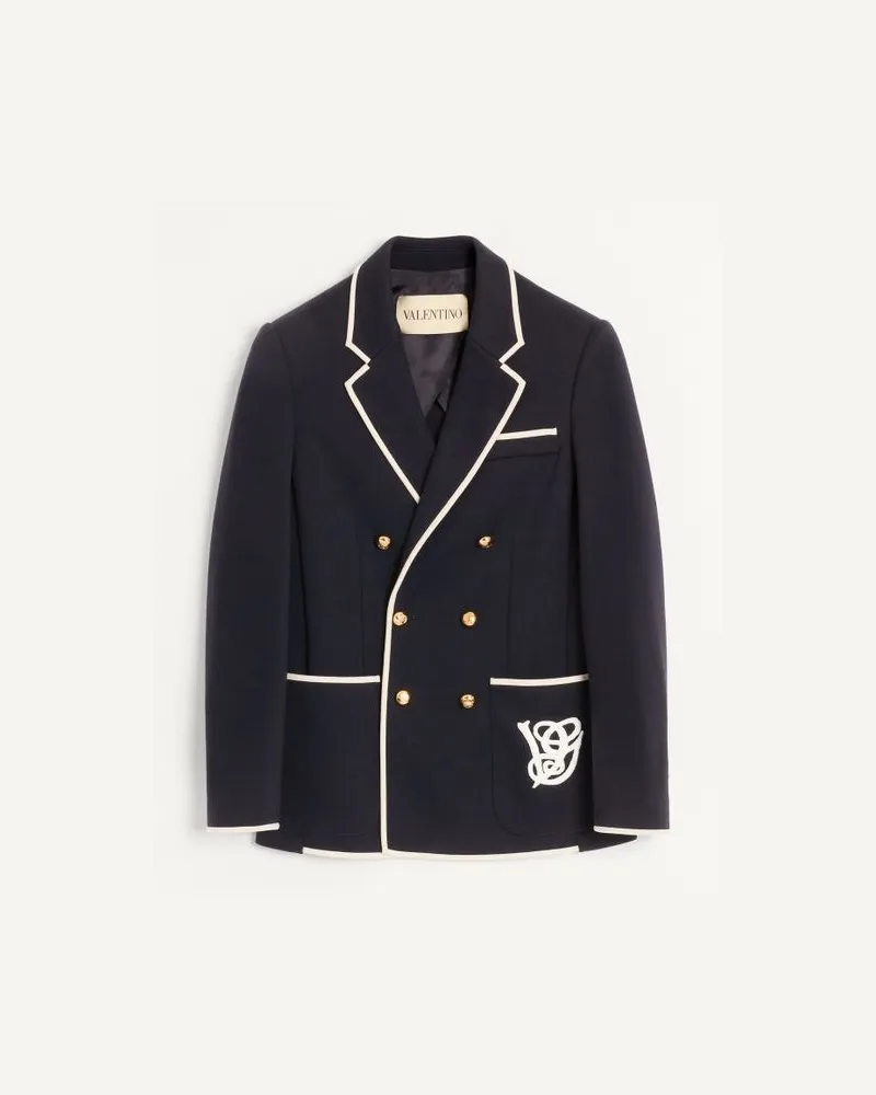 Valentino Garavani Giacca Doppiopetto In Lana Con Patch Vg Uomo NOTTE Notte