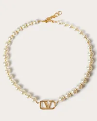 Valentino Garavani COLLANA VLOGO SIGNATURE IN METALLO E PERLE SWAROVSKI® Donna ORO Oro