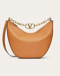 Valentino Garavani HOBO MEDIA VLOGO MOON BAG IN VITELLO GRANATO CON CATENA Donna MANDORLA Mandorla