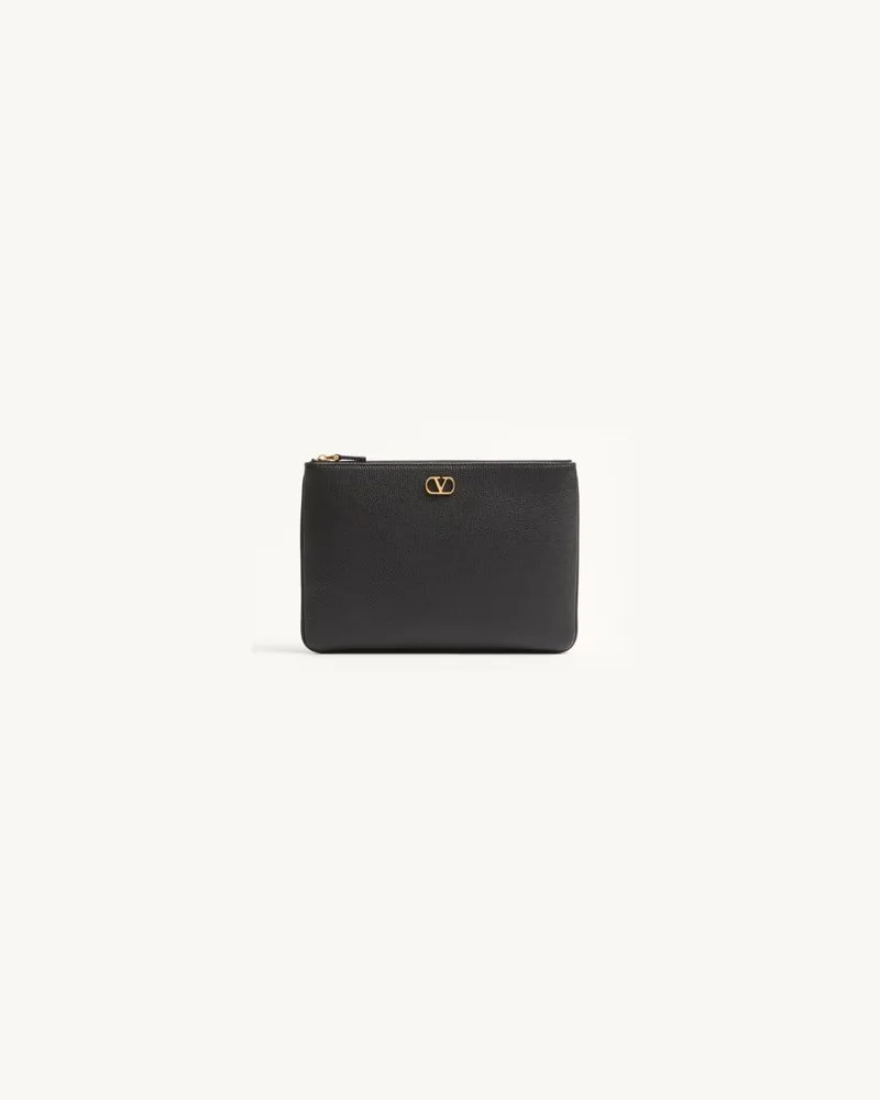 Valentino Garavani Pochette Vlogo Signature In Vitello Granato Donna NERO UNI 