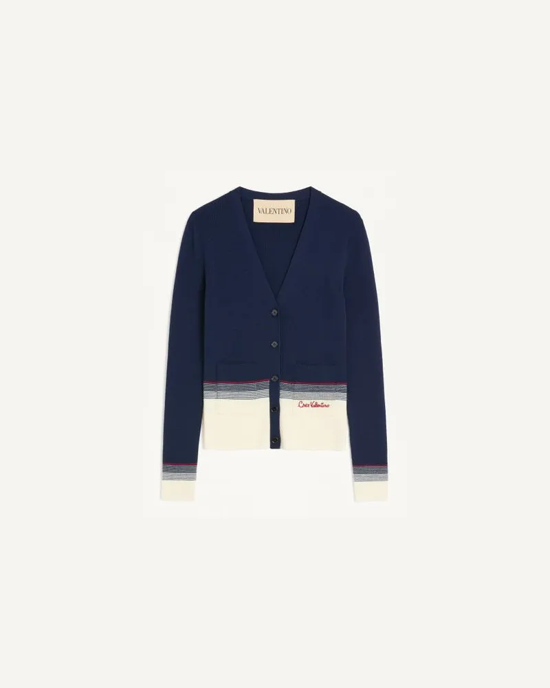 Valentino Garavani Cardigan In Lana Donna NAVY/BETULLA Navy