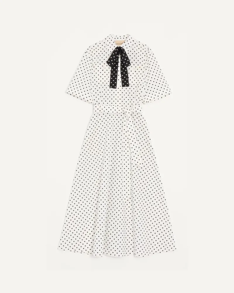 Valentino Garavani Abito Midi In Popeline Stampa Plusdepois Donna BIANCO/ NERO Bianco