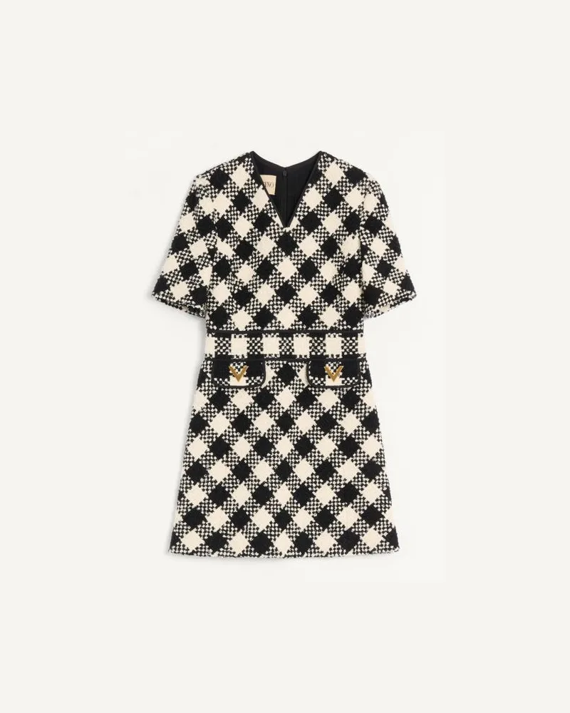 Valentino Garavani Abito In Damier Tweed Donna BETULLA/NERO Betulla