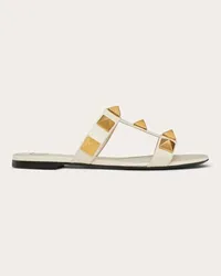 Valentino Garavani SANDALO SLIDE BASSO ROMAN STUD IN VITELLO Donna LIGHT IVORY Light