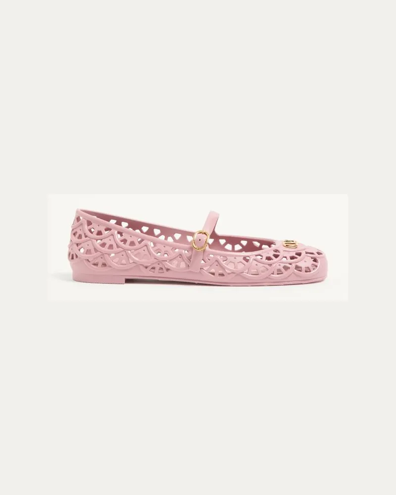 Valentino Garavani Ballerina Ondette In Gomma Con Motivo Scallops 05mm Donna ROSA Rosa
