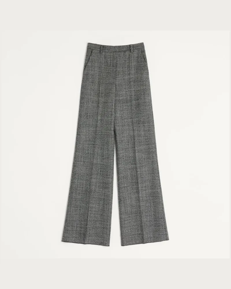 Valentino Garavani Pantaloni In Wool Mouline' Donna BIANCO/ NERO Bianco