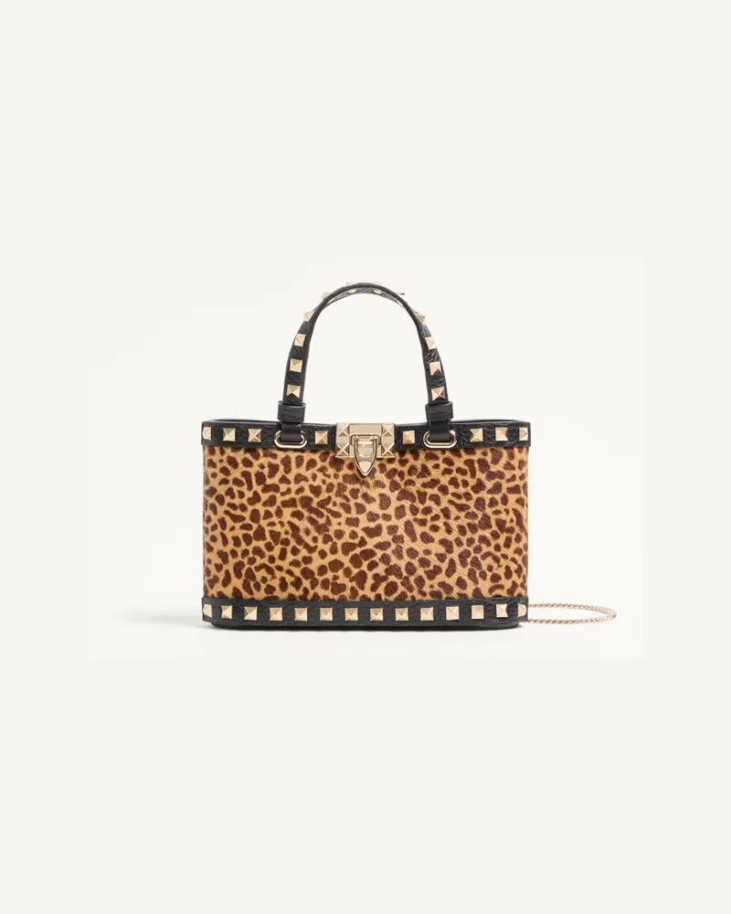 Valentino Garavani Mini Borsa Shopping Rockstud In Vitello Effetto Cavallino Animalier Donna ANIMALIER Animalier