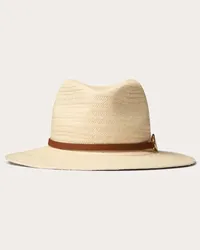 Valentino Garavani CAPPELLO FEDORA VLOGO THE BOLD EDITION IN PANAMA INTRECCIATO CON DETTAGLIO IN METALLO Donna NATURALE/ORO/SELLERIA Naturale