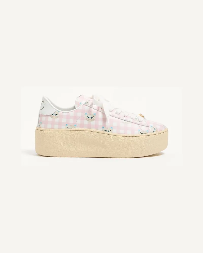 Valentino Garavani Sneaker Flatform Royco In Vitello Nappato Vichy Le Chat De La Maison Donna BIANCO Bianco