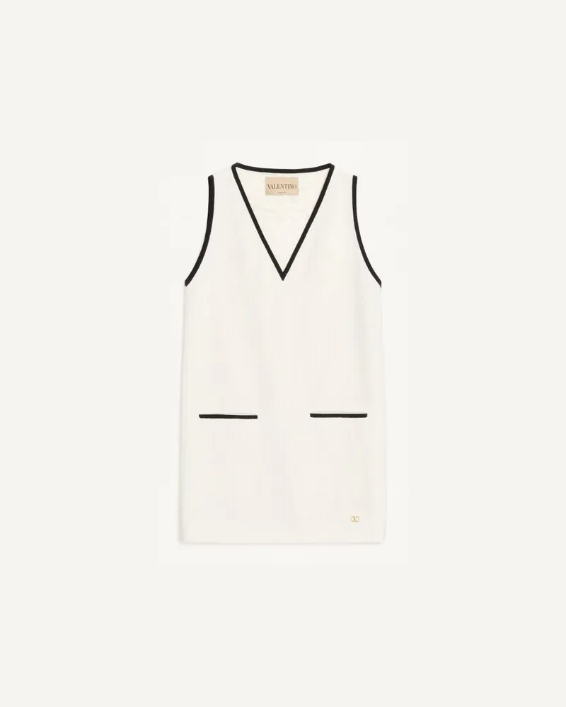 Valentino Garavani Abito Midi In Cotton Canestrello Tweed Donna LATTE/NERO Latte