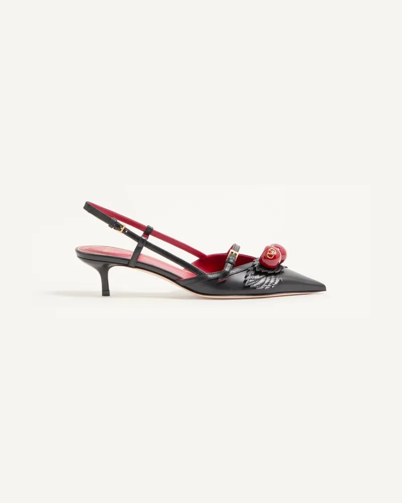 Valentino Garavani Décolleté Slingback Cherryfic In Capretto 45mm Donna NERO Nero