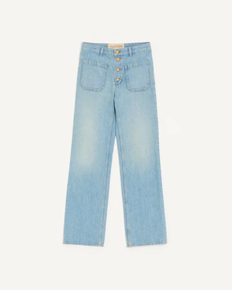 Valentino Garavani Pantalone Valentino in denim con bottoni dorati Uomo DENIM Denim