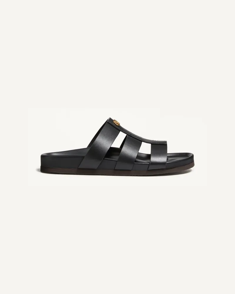 Valentino Garavani Sandalo Slide Studshield In Vitello Uomo NERO Nero