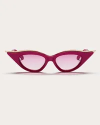 Valentino Garavani V - GOLDCUT II OCCHIALE IN ROBUSTO ACETATO SCOLPITO CON INSERTI IN TITANIO Donna ROSA/GRIGIO SCURO Rosa