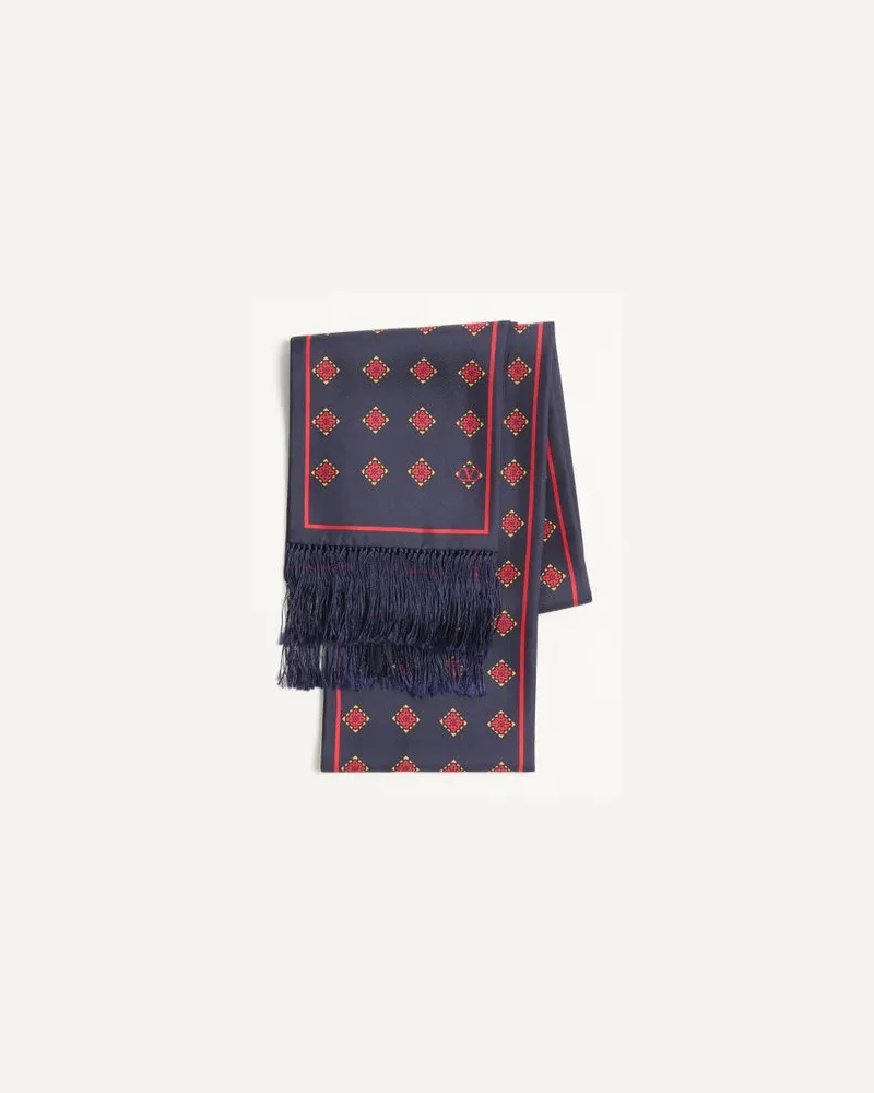 Valentino Garavani Scarf Bandeaux Opticool In Seta Con Frange Uomo NAVY/GIALLO/ROSSO Navy
