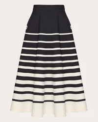 Valentino Garavani GONNA MIDI IN CREPE COUTURE ROOMVIEW Donna AVORIO/NAVY Avorio