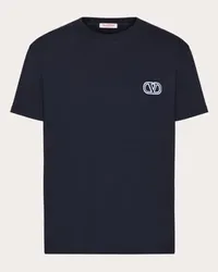 Valentino Garavani T-SHIRT IN COTONE CON PATCH VLOGO SIGNATURE Uomo NAVY Navy