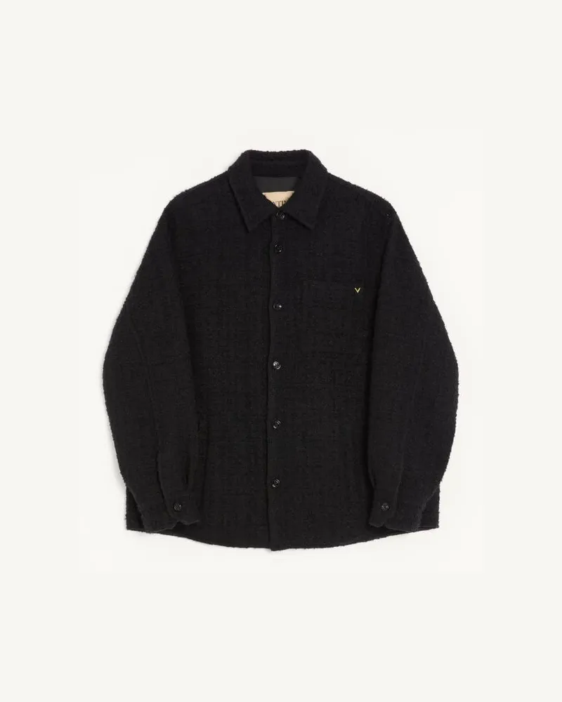Valentino Garavani Giacca Camicia Valentino In Tweed Di Cotone Con Vgold Uomo NERO Nero
