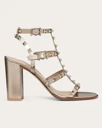 Valentino Garavani SANDALO ROCKSTUD IN VITELLO METALLIZZATO CON CINTURINI 90MM Donna SKIN Skin