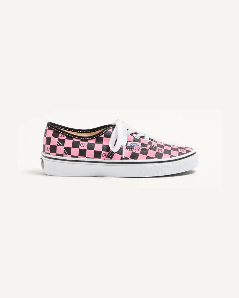 Valentino Garavani Sneaker Low-Top Valentino Garavani And Vans In Tessuto Con Stampa VLogo Checkerboard Donna PINK ORCHID/NERO Pink