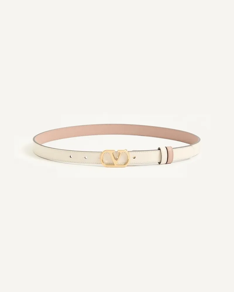 Valentino Garavani Cintura Reversibile VLogo Signature In Vitello Lucido 20 Mm Donna LIGHT IVORY/ROSE CANNELLE Light