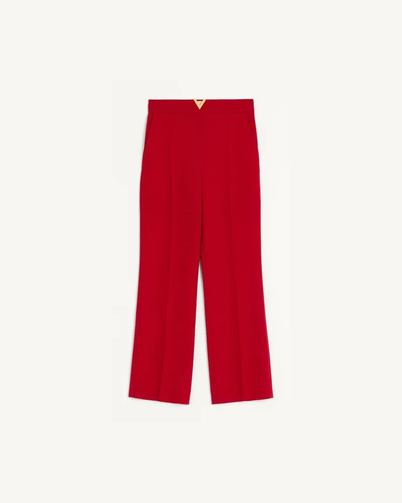 Valentino Garavani Pantaloni In Wool Crepe Donna ROSSO Rosso