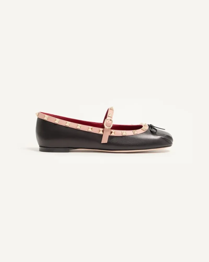 Valentino Garavani Ballerina Mary-Jane Rockstud In Nappa 05mm Donna NERO Nero