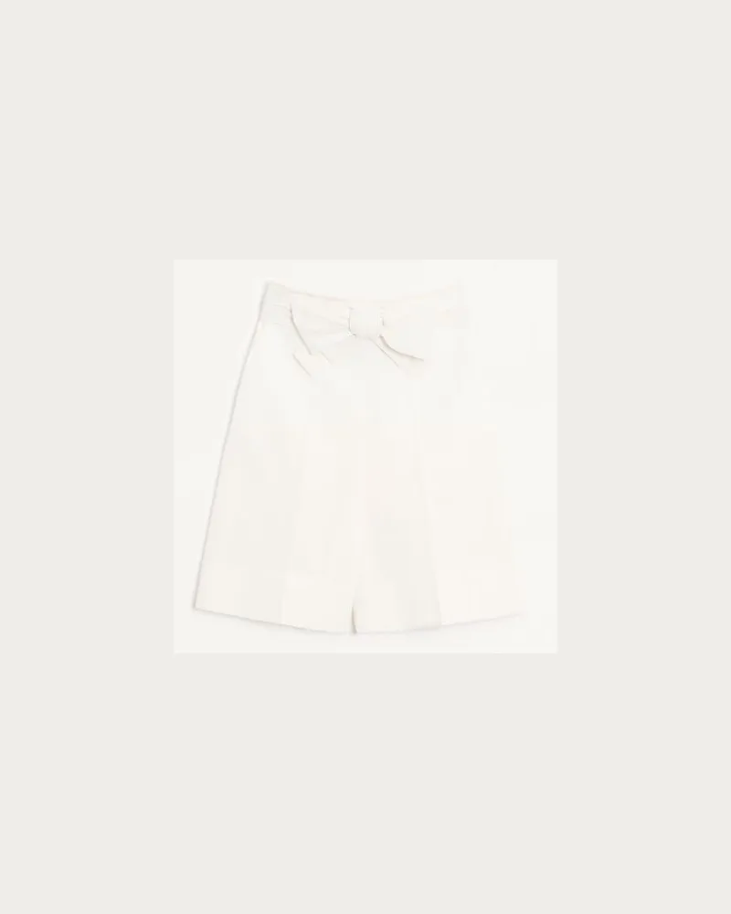 Valentino Garavani Bermuda In Diagonal Cotton Linen Donna AVORIO Avorio