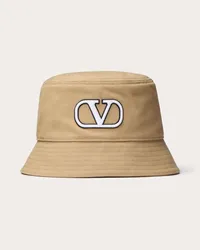 Valentino Garavani CAPPELLO BUCKET VLOGO SIGNATURE IN COTONE CON RICAMO VLOGO Uomo BEIGE Beige