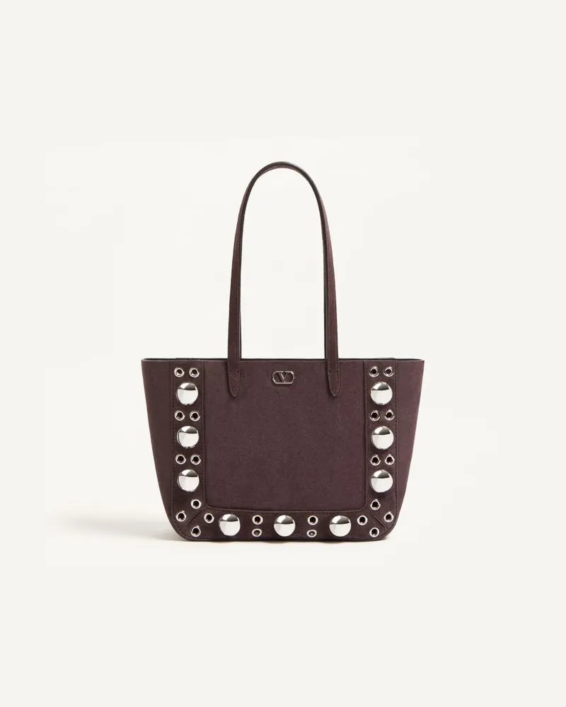 Valentino Garavani Borsa Shopping Mini Valentino Garavani Nellcôte In Suede Donna MARRONE Marrone