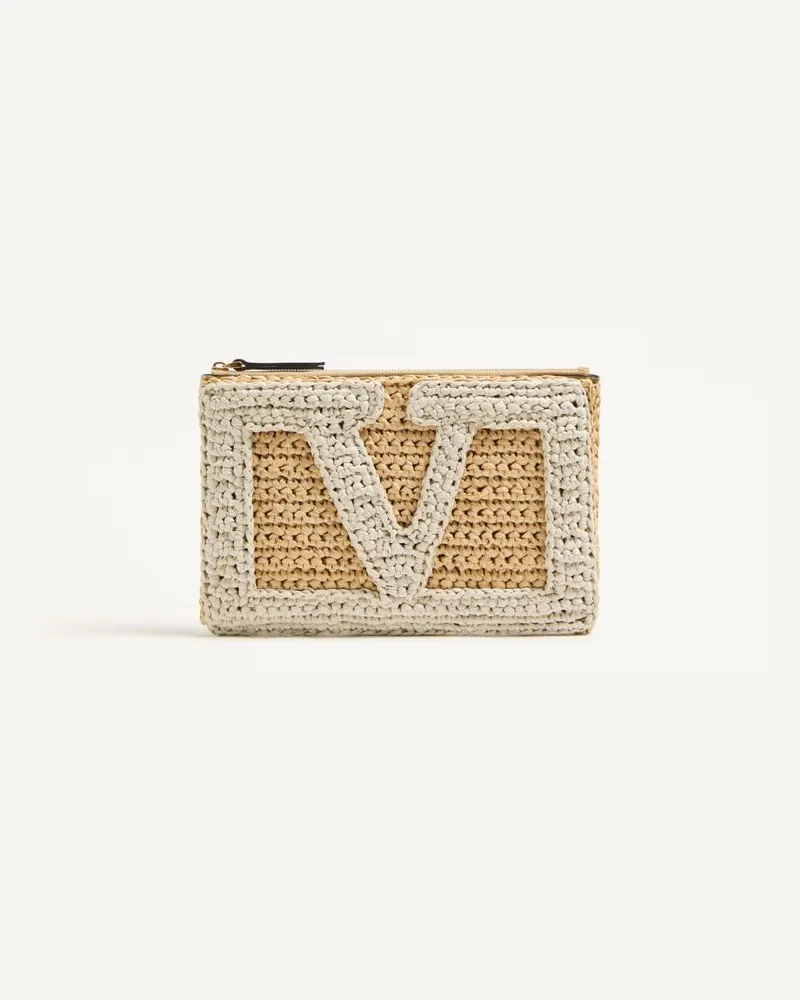 Valentino Garavani Pochette Valentino Garavani Viva Superstar In Rafia Sintetica Donna NATURALE/BURRO Naturale