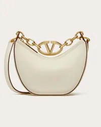 Valentino Garavani MINI HOBO VLOGO MOON BAG IN NAPPA CON CATENA Donna AVORIO Avorio