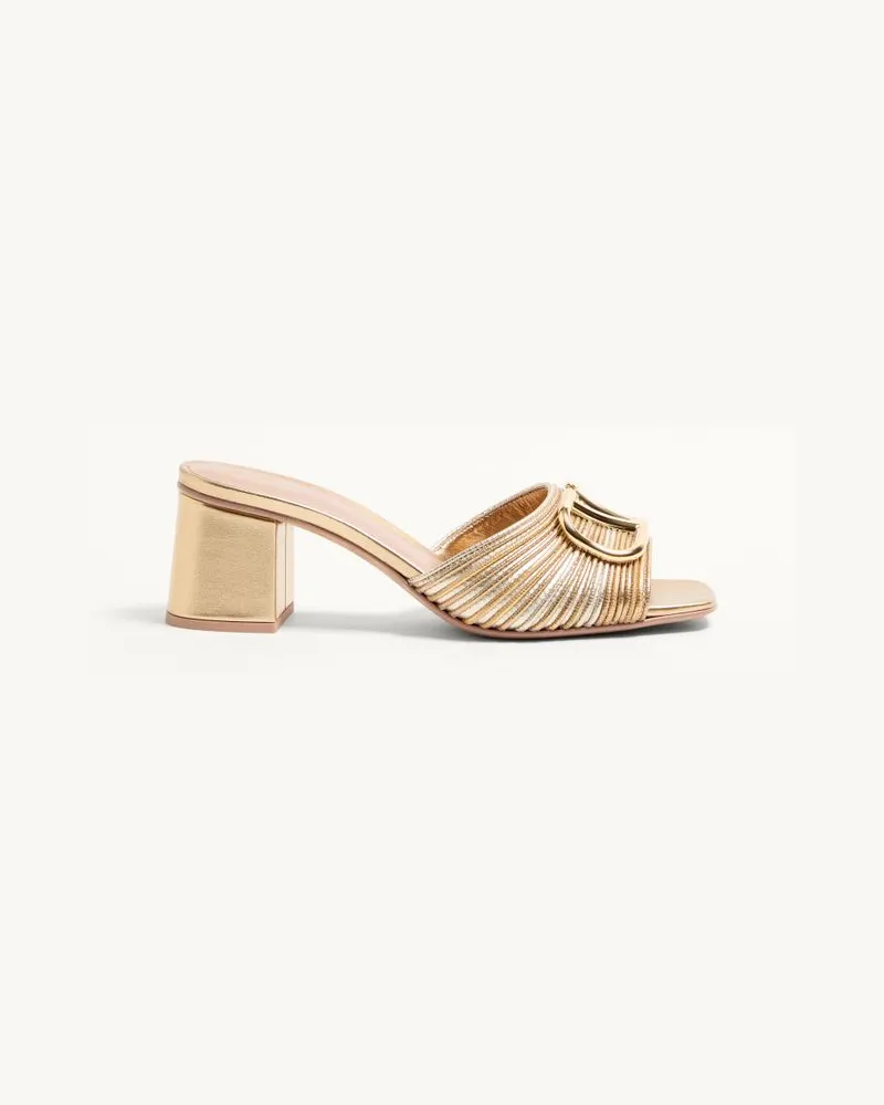 Valentino Garavani Sandalo Slide VLogo Signature Metallizzato Con Ricamo Cornely 60Mm Donna ORO Oro